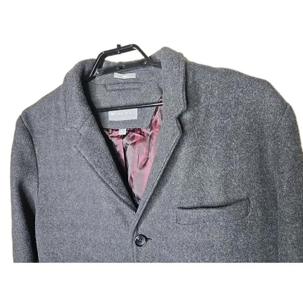 Michael Kors Men’s Overcoat Slim Fit Size XL Gray Stretch Wool Blend Coat t11